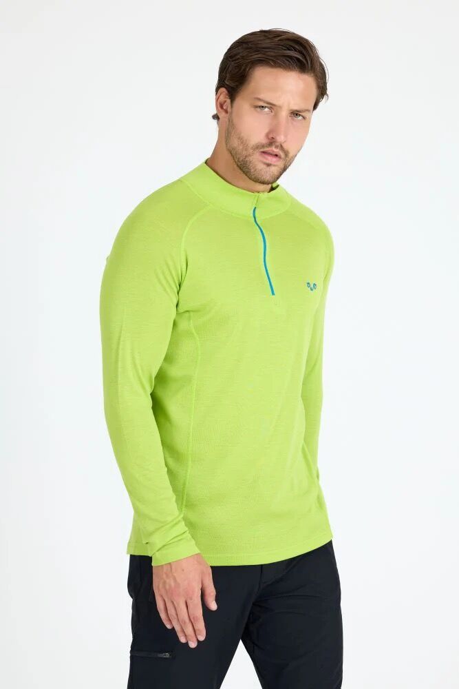 Woolona 100% Merinos Yün ASTRO Bright Green 1/4 Fermuarlı Termal İçlik
