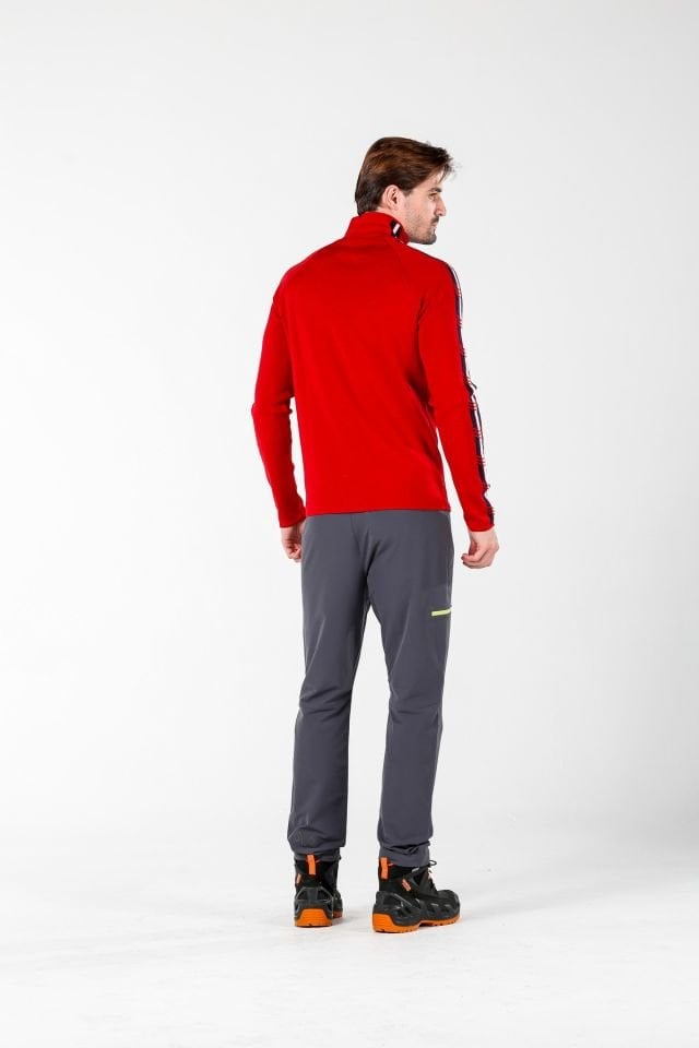 Woolona 100% Merinos Yün NOYAN Kırmızı 1/4 Fermuarlı Kazak