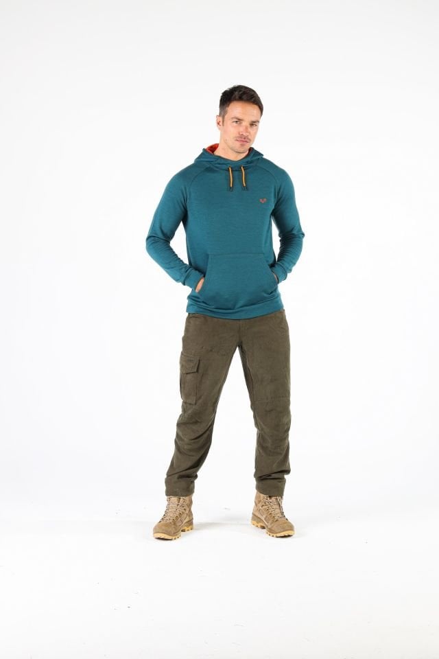 Woolona 100% Merinos Yün SCOUT Petrol Kanguru Cepli Hoody