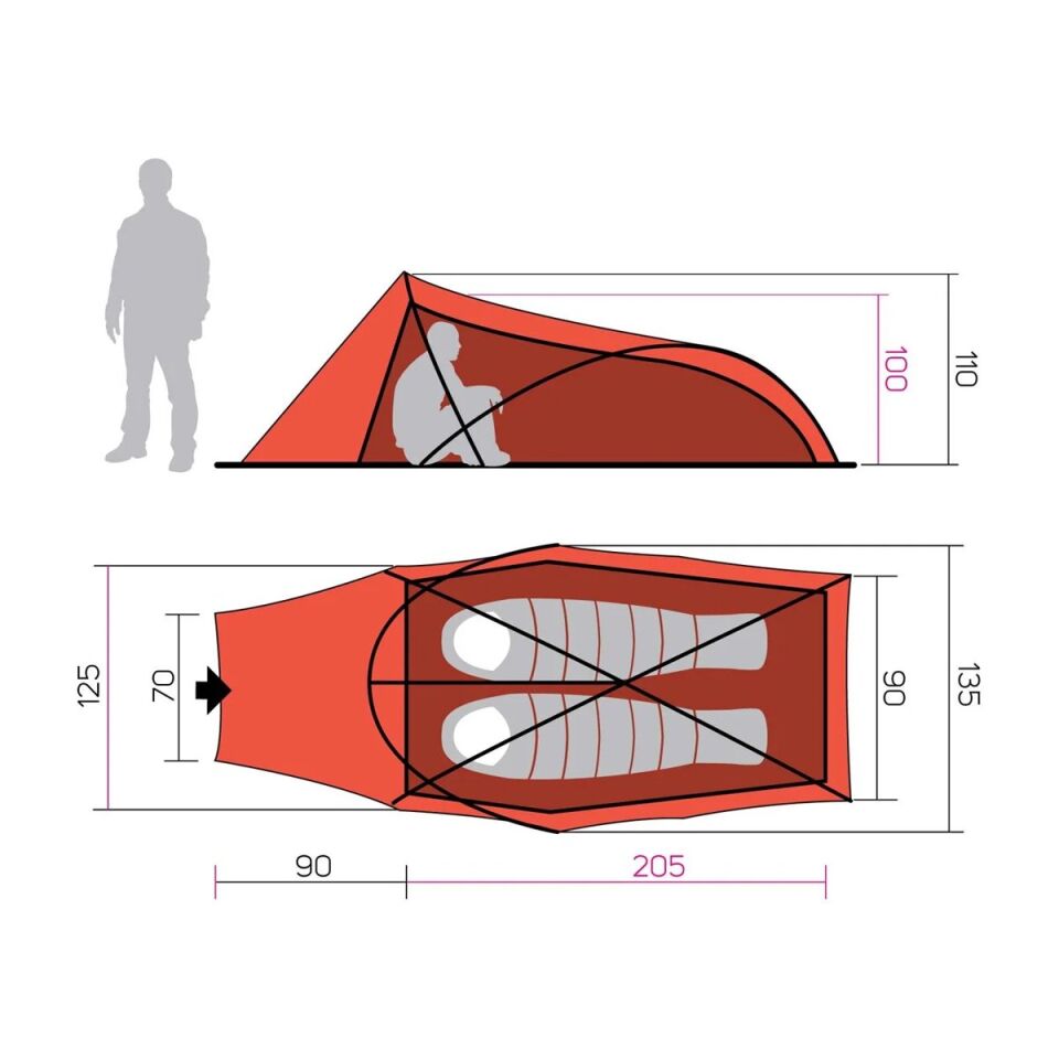 Hannah Hawk Snow 2 Kişilik Ultralight 5 Mevsim Çadır