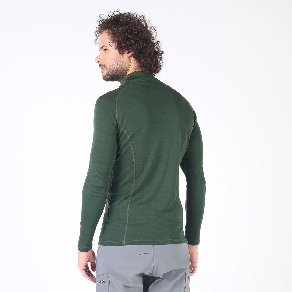 Woolona 100% Merinos Yün ASTRO Yeşil 1/4 Fermuarlı Termal İçlik