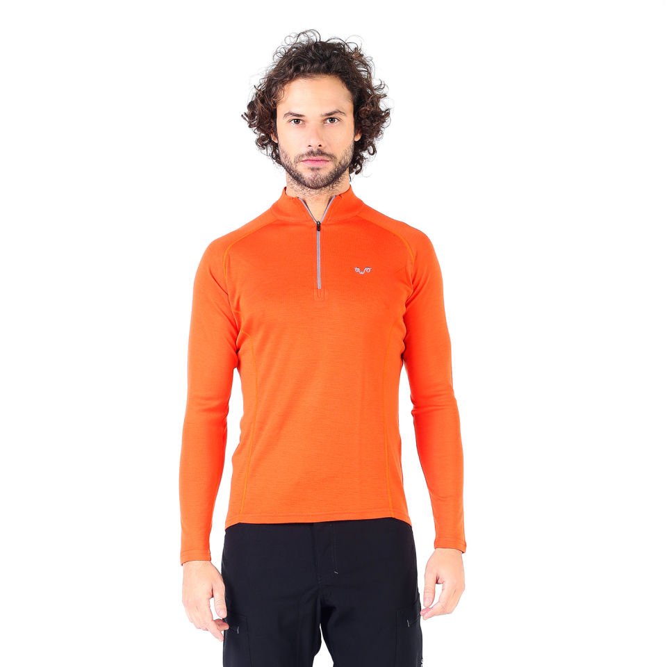 Woolona 100% Merinos Yün ASTRO Turuncu 1/4 Fermuarlı Termal İçlik