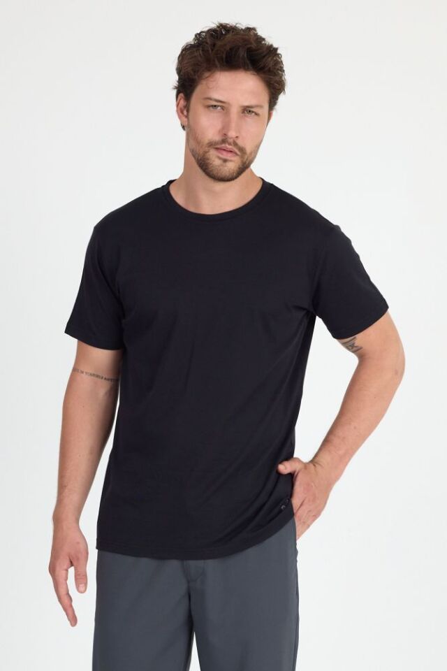 RELAX - %100 MERİNOS YÜNÜ ERKEK T-SHİRT SİYAH