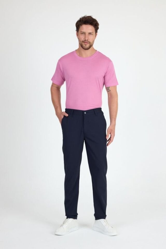 RELAX - %100 MERİNOS YÜNÜ ERKEK T-SHİRT PEMBE