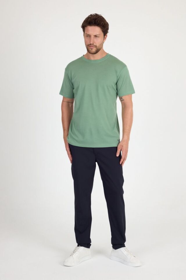 RELAX - %100 MERİNOS YÜNÜ ERKEK T-SHİRT YEŞİL