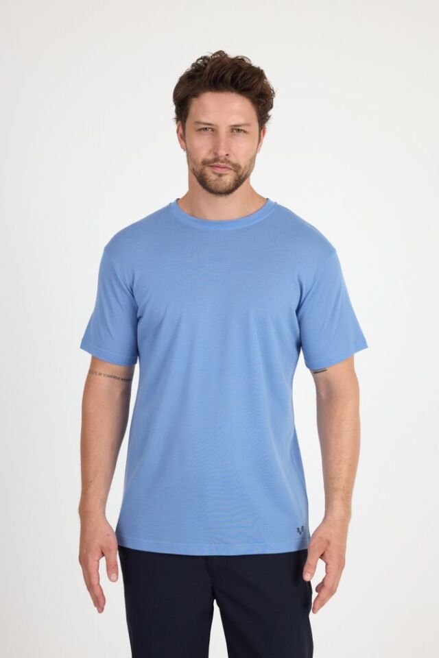 RELAX - %100 MERİNOS YÜNÜ ERKEK T-SHİRT MAVİ