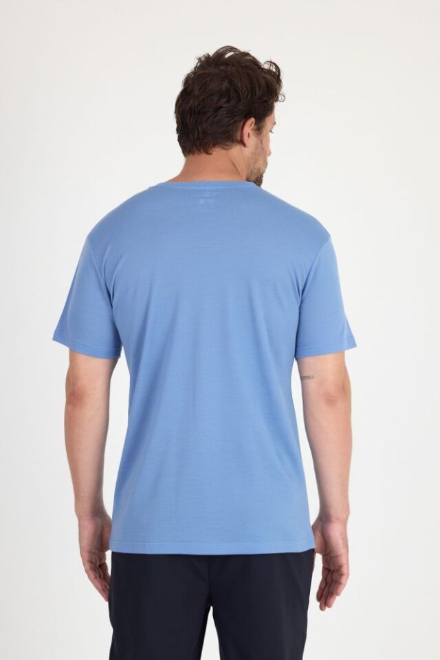 RELAX - %100 MERİNOS YÜNÜ ERKEK T-SHİRT MAVİ