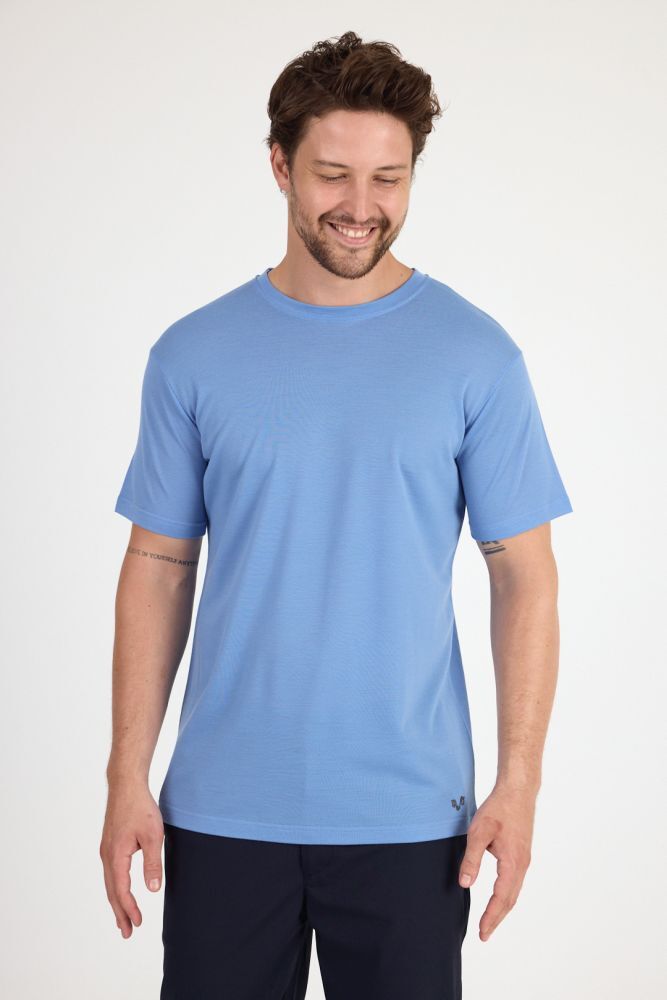 RELAX - %100 MERİNOS YÜNÜ ERKEK T-SHİRT MAVİ