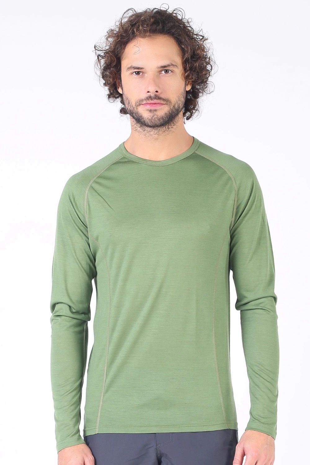 Woolona 100% Merinos Yün ERİS Yeşil Uzun Kollu T-Shirt