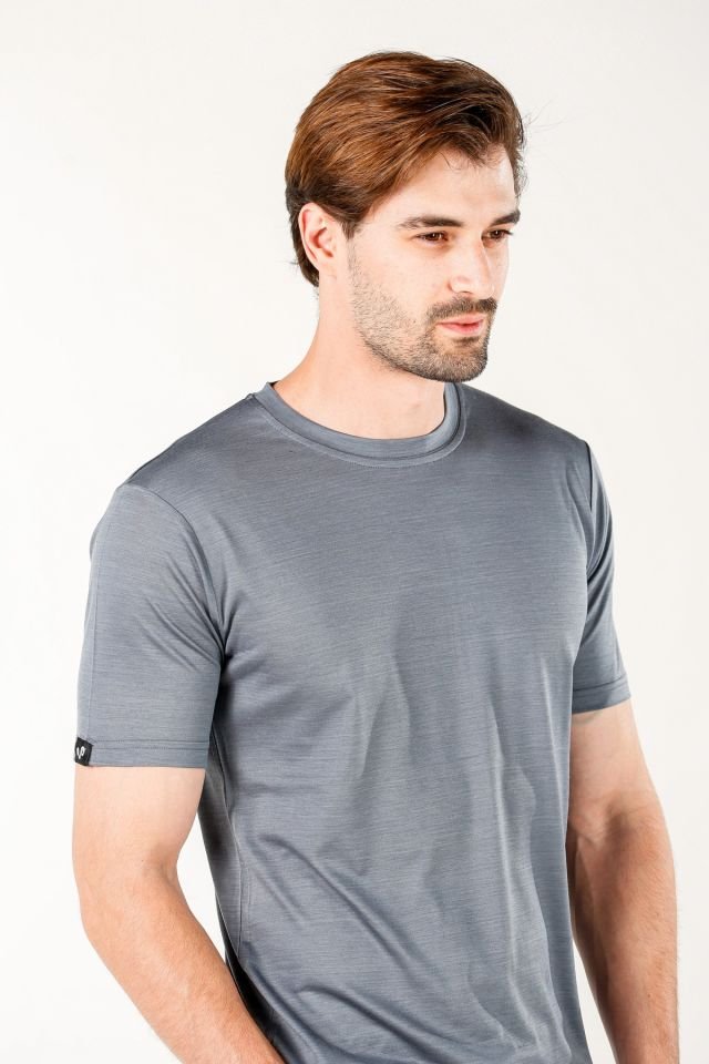 Woolona 100% Merinos Yün NOTUS Gri T-Shirt