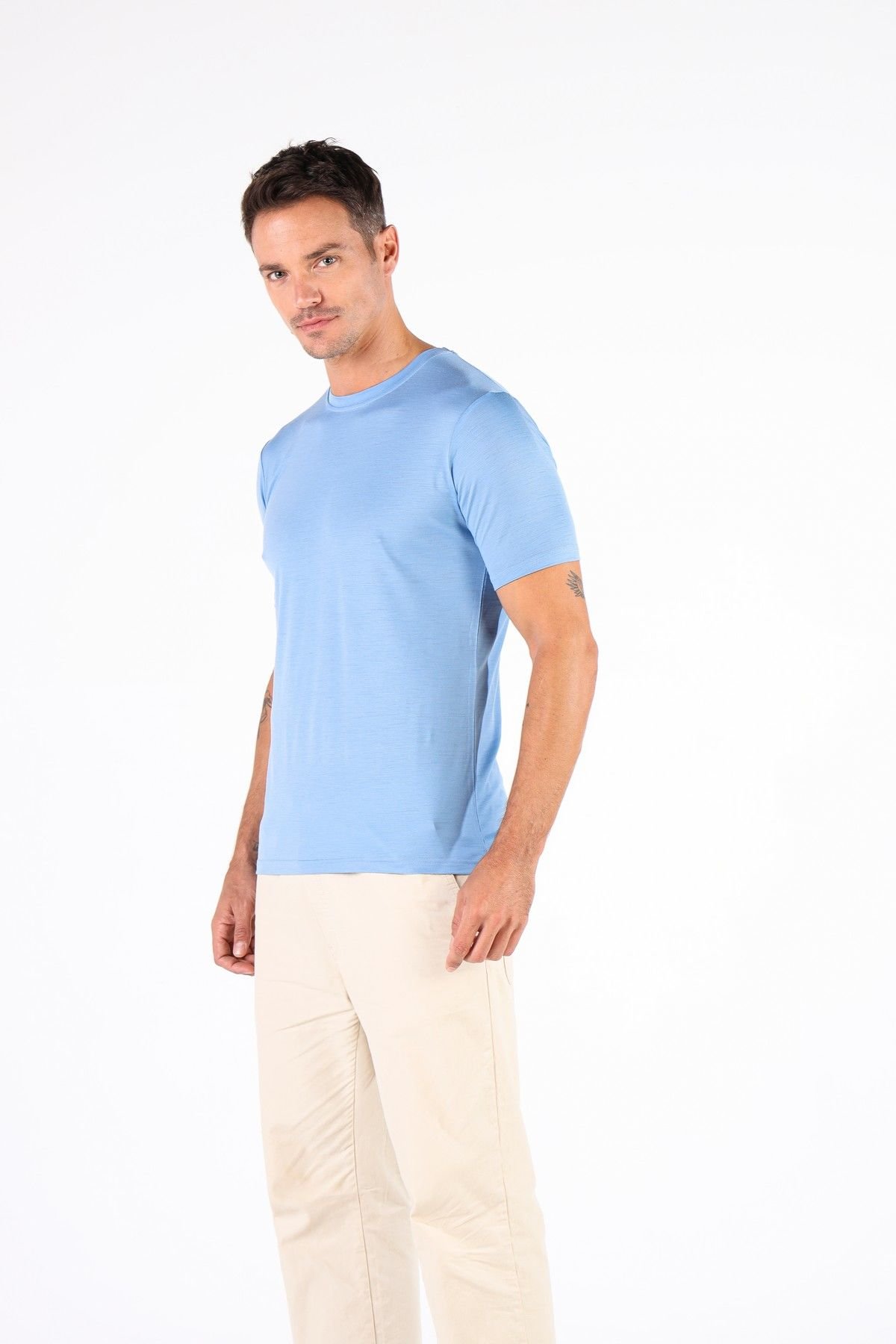 Woolona 100% Merinos Yün NOTUS Mavi T-Shirt