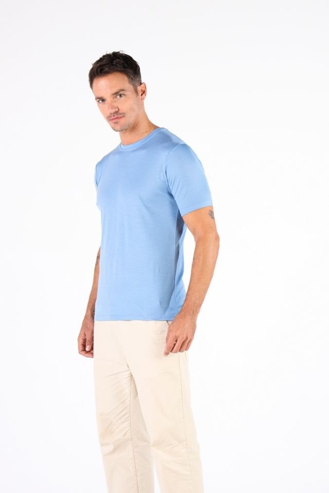 Woolona 100% Merinos Yün NOTUS Mavi T-Shirt