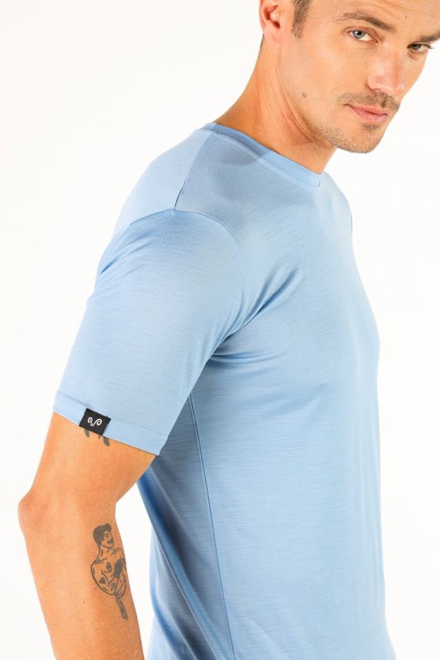 Woolona 100% Merinos Yün NOTUS Mavi T-Shirt