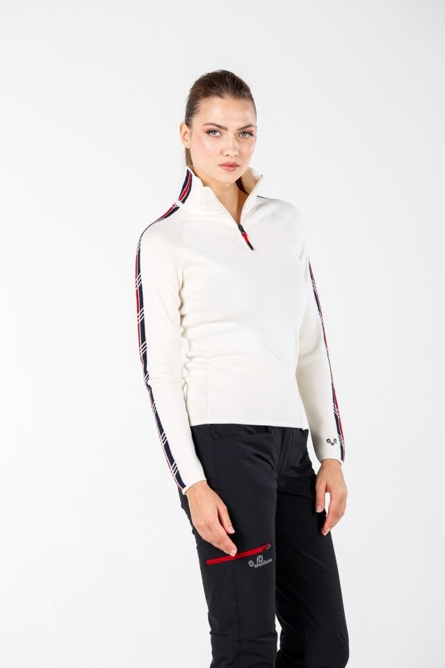 Woolona 100% Merinos Yün ASYA Krem 1/4 Fermuarlı Kazak