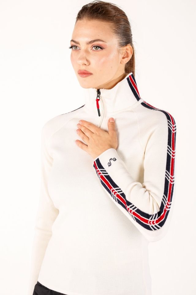 Woolona 100% Merinos Yün ASYA Krem 1/4 Fermuarlı Kazak