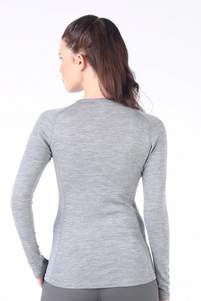 Woolona 100% Merinos Yün ALİZE Gri Termal Üst İçlik