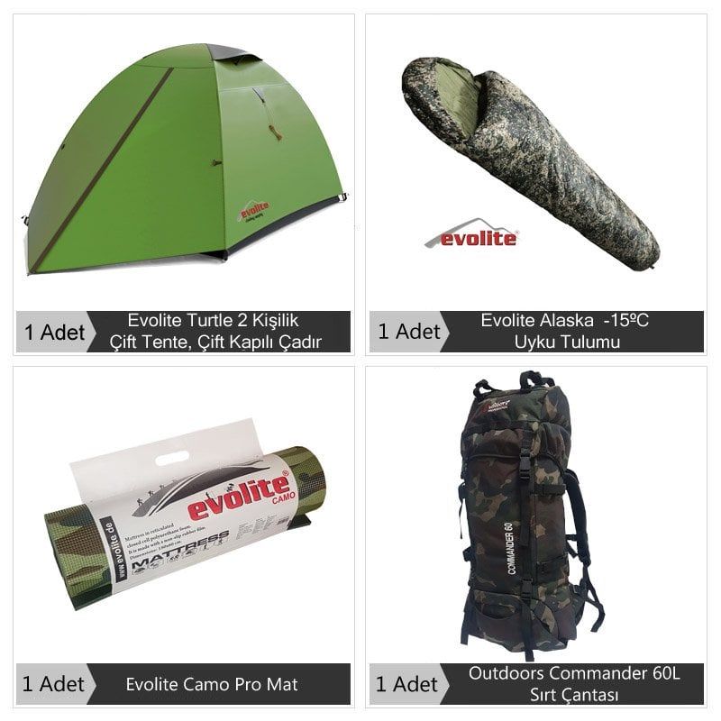 Evolite Camo Tek Kişilik Kamp Seti