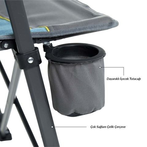 Uquip BECKY 3 Pozisyonlu & Yüksek Konforlu ve Katlanır Kamp Sandalyesi